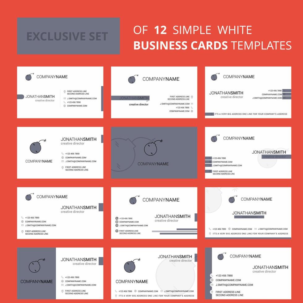 Set of 12 Bomb Creative Busienss Card Template Editable Creative logo and Visiting card background vector