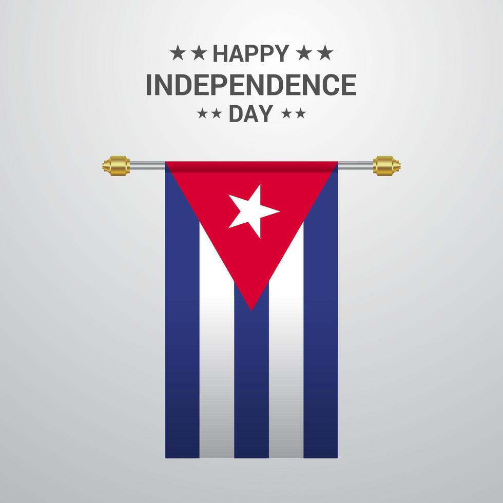 Cuba Independence day hanging flag background vector