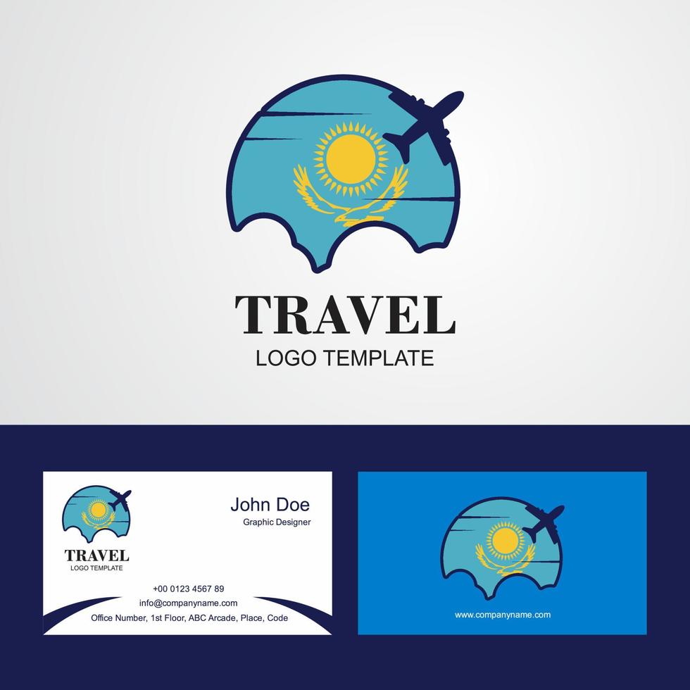 Travel Kazakhstan Flag Logo and Visiting Card Design vector