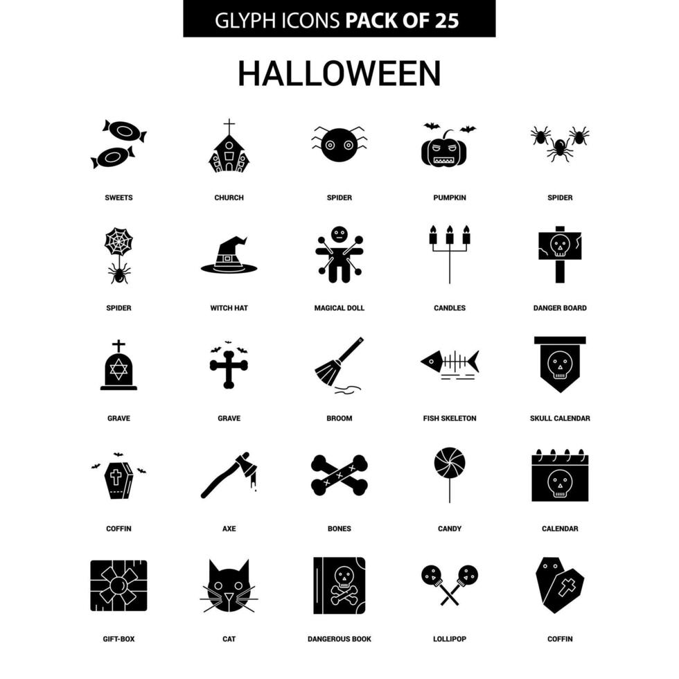 conjunto de iconos de vector de glifo de halloween