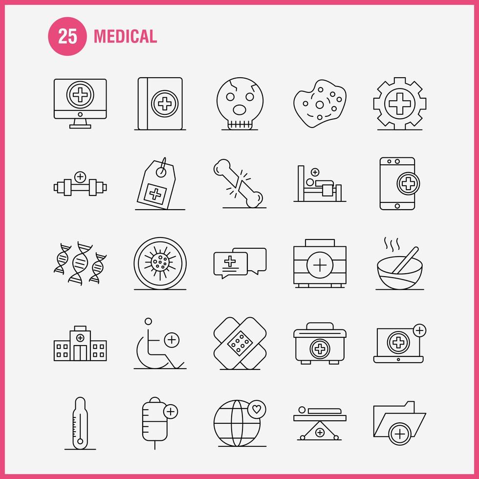 Medical Line Icons Set For Infographics Mobile UXUI Kit And Print Design Include Dna Test Medical Lab Medical Building Hospital Plus Eps 10 Vector