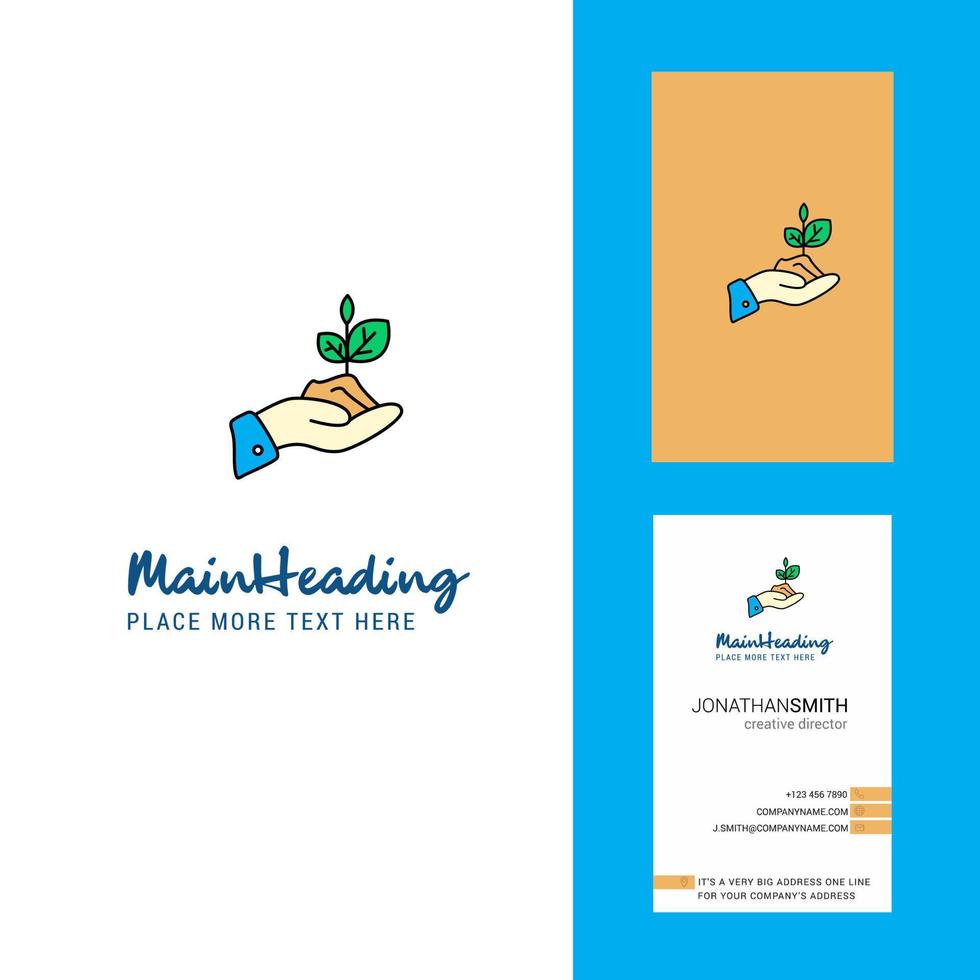 Plant Creative Logo and business card vertical Design Vector