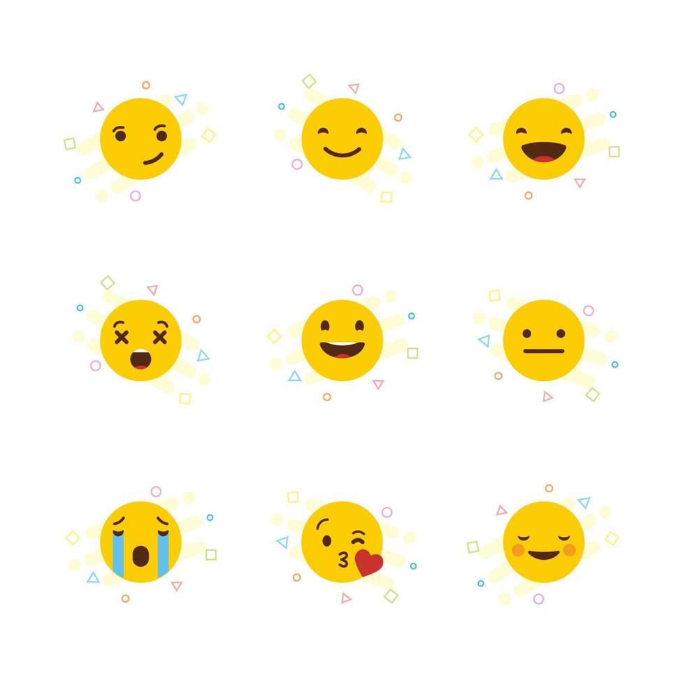 conjunto de vectores de diseño de emojis amarillos