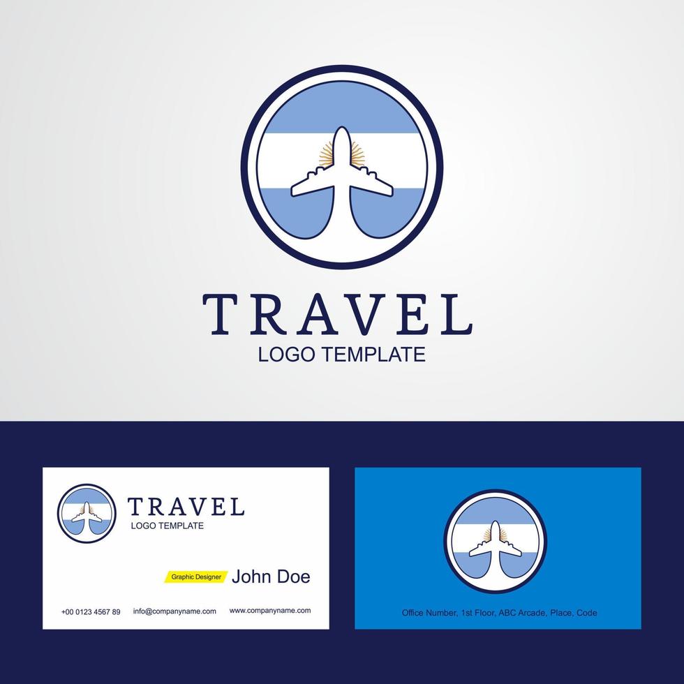 Travel Argentina Creative Circle flag Logo and Business card design vector