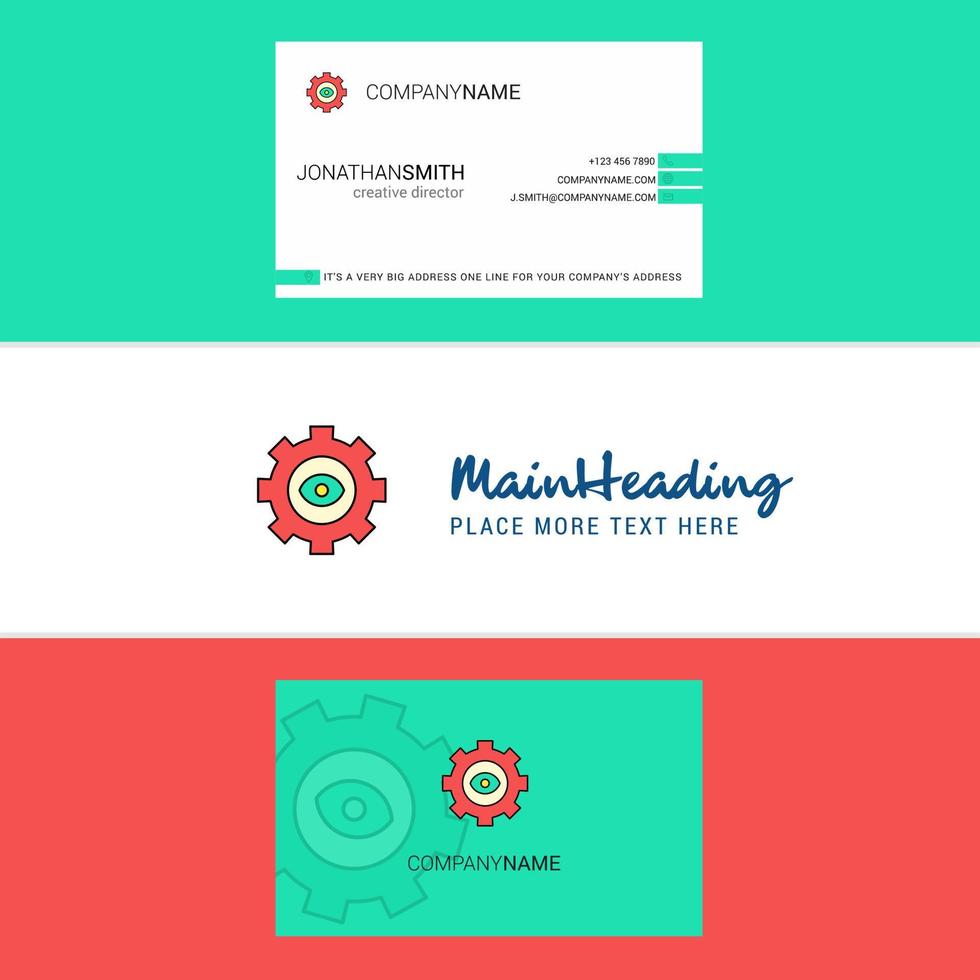 Beautiful Gear Logo and business card vertical Design Vector