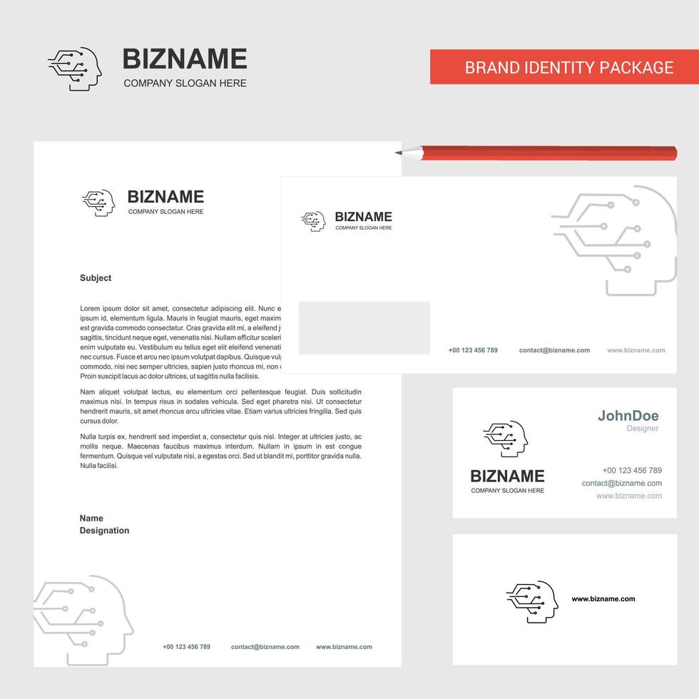 Robotics Business Letterhead Envelope and visiting Card Design vector template