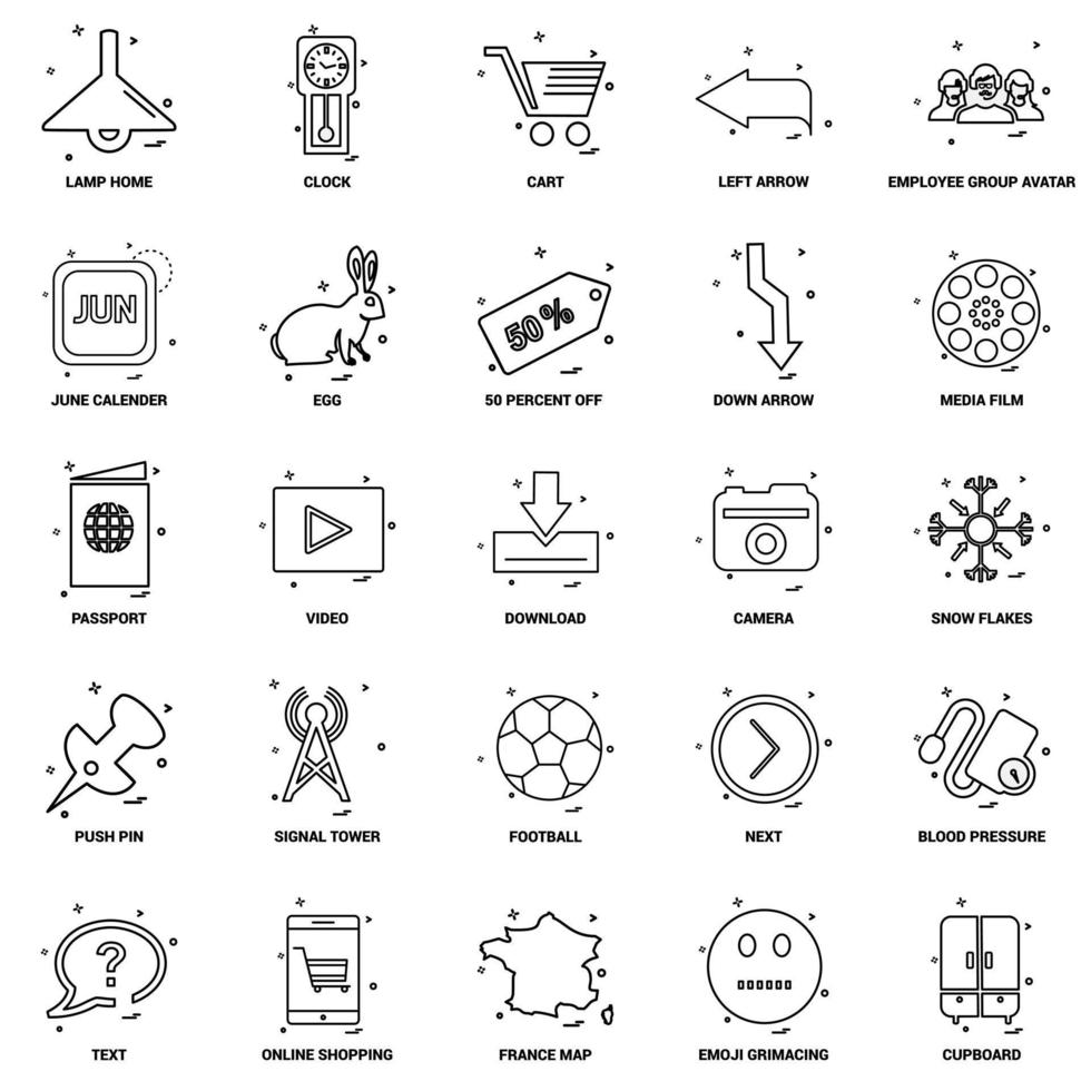 25 Business Concept Mix Line Icon set vector