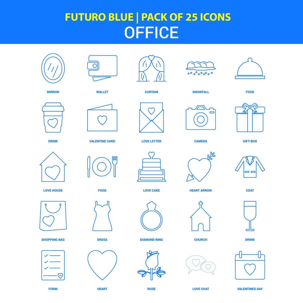 Office Icons Futuro Blue 25 Icon pack vector