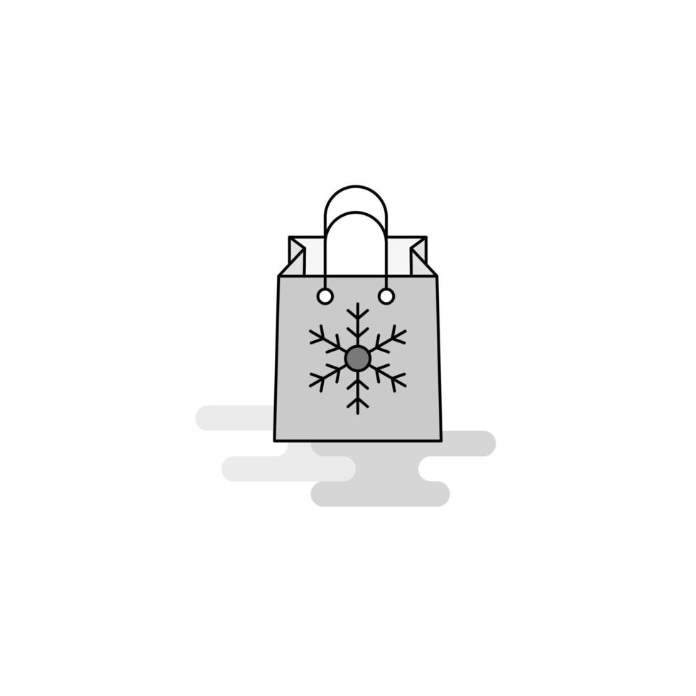 Christmas shopping bag Web Icon Flat Line Filled Gray Icon Vector