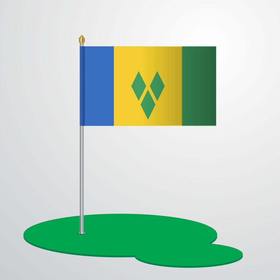 Saint Vincent and Grenadines Flag Pole vector