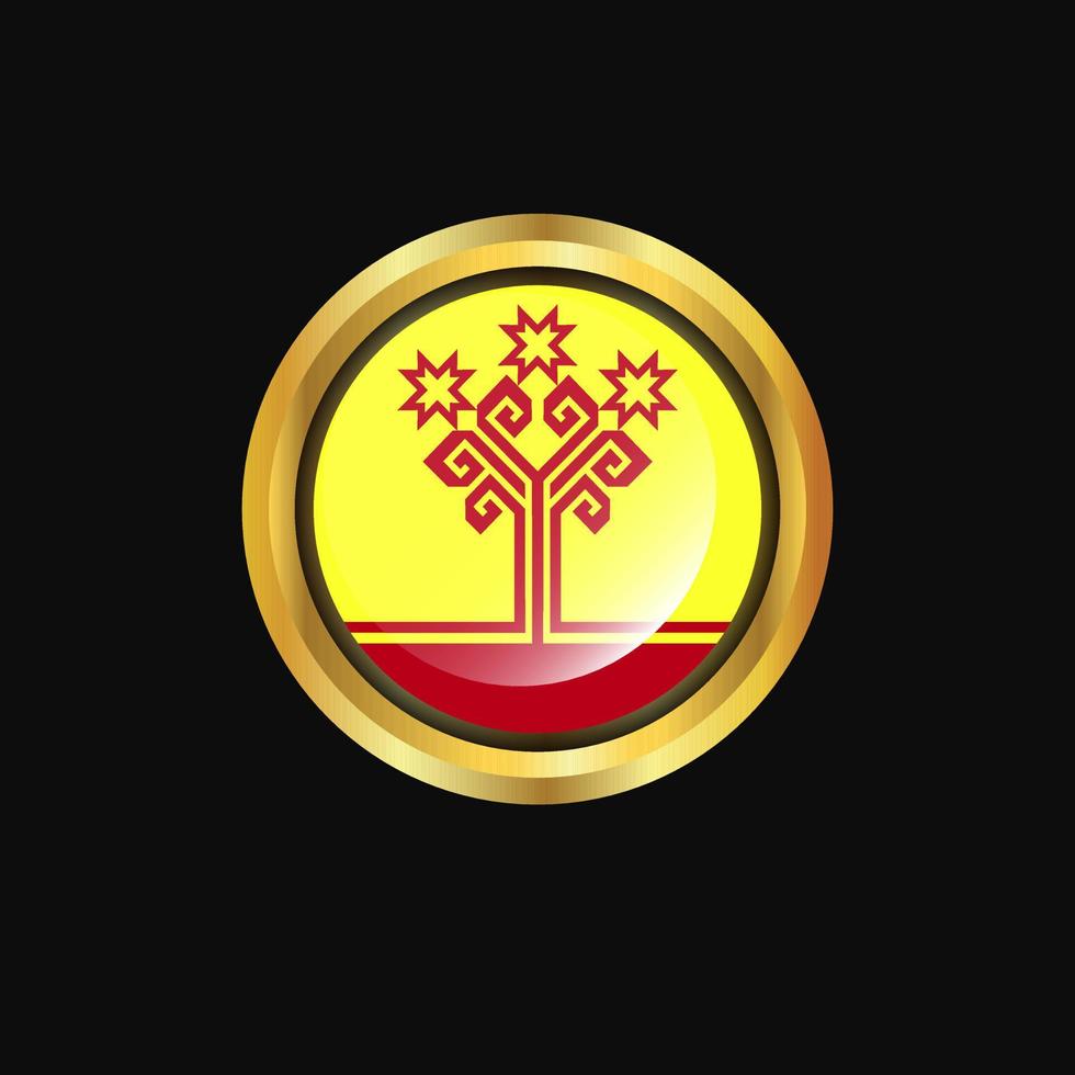 Chuvashia flag Golden button vector