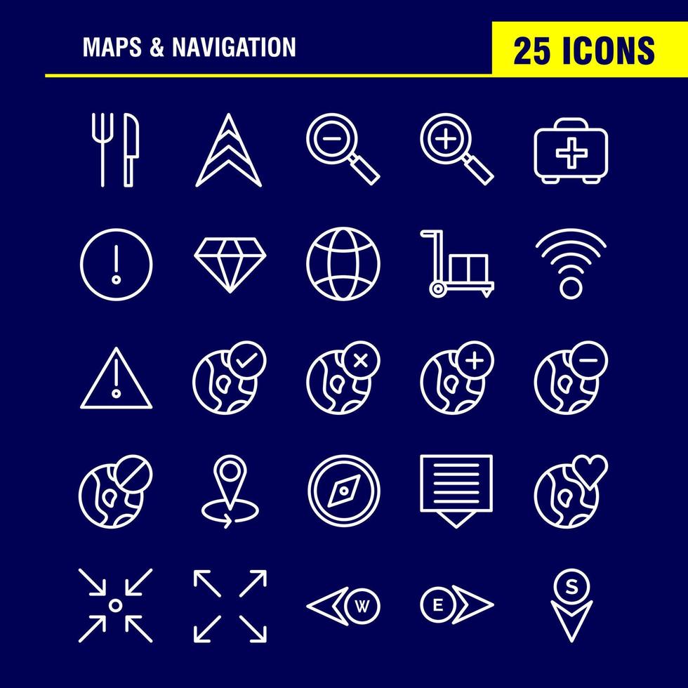 Maps And Navigation Line Icon Pack For Designers And Developers Icons Of Food Fork Kitchen Knife Tools Arrow Bearing Direction Vector