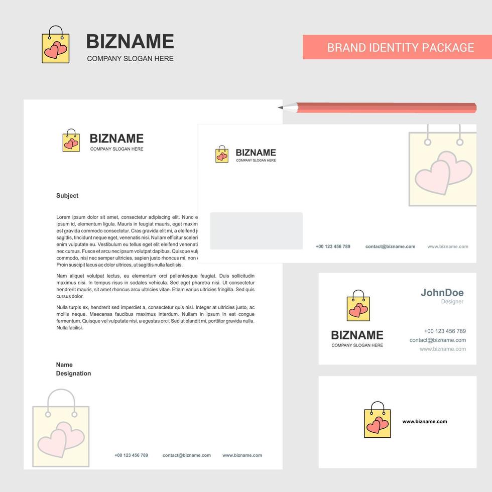Shopping bag Business Letterhead Envelope and visiting Card Design vector template