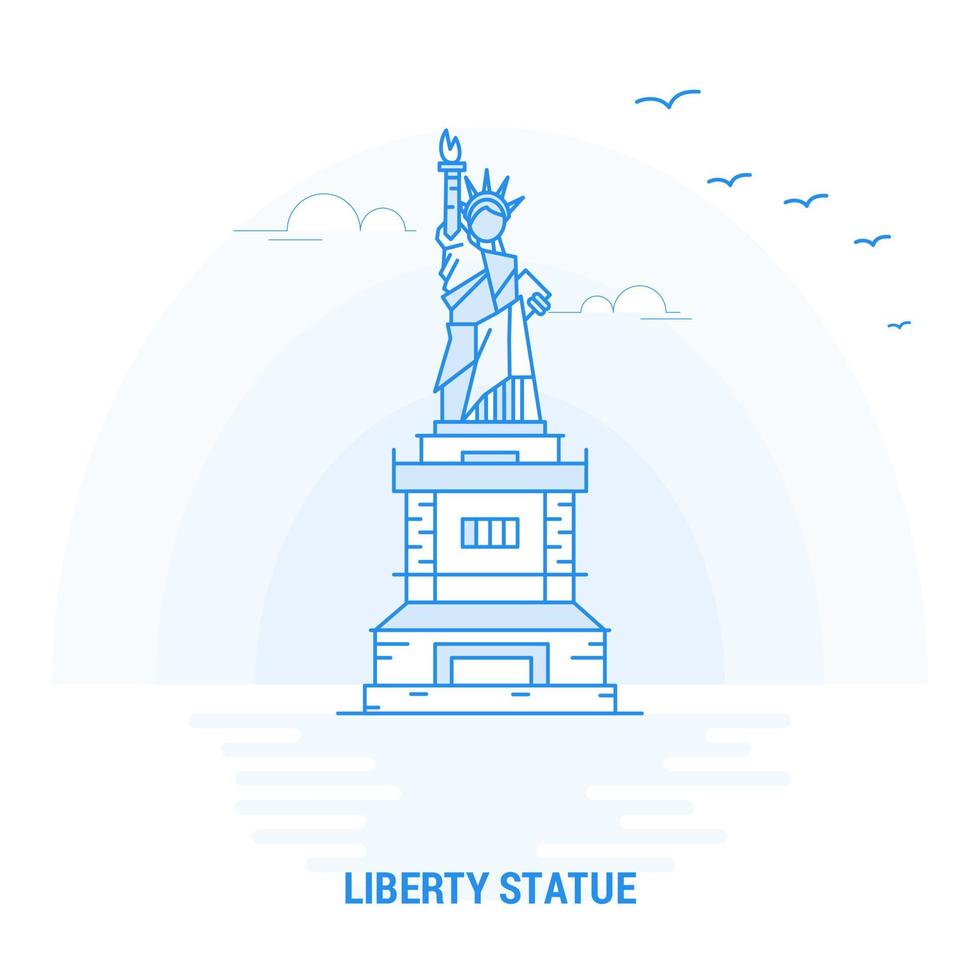 estatua de la libertad hito azul fondo creativo y plantilla de póster vector