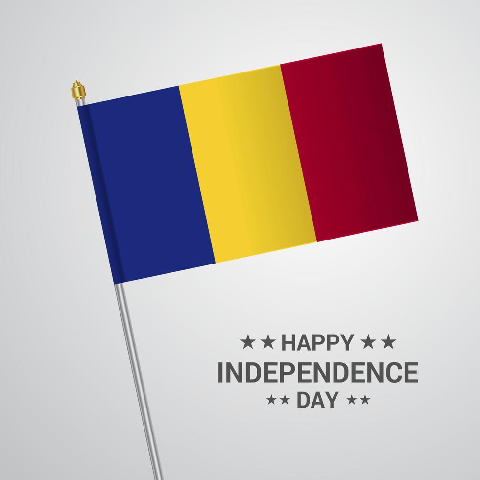 diseño tipográfico del día de la independencia de rumania con vector de bandera