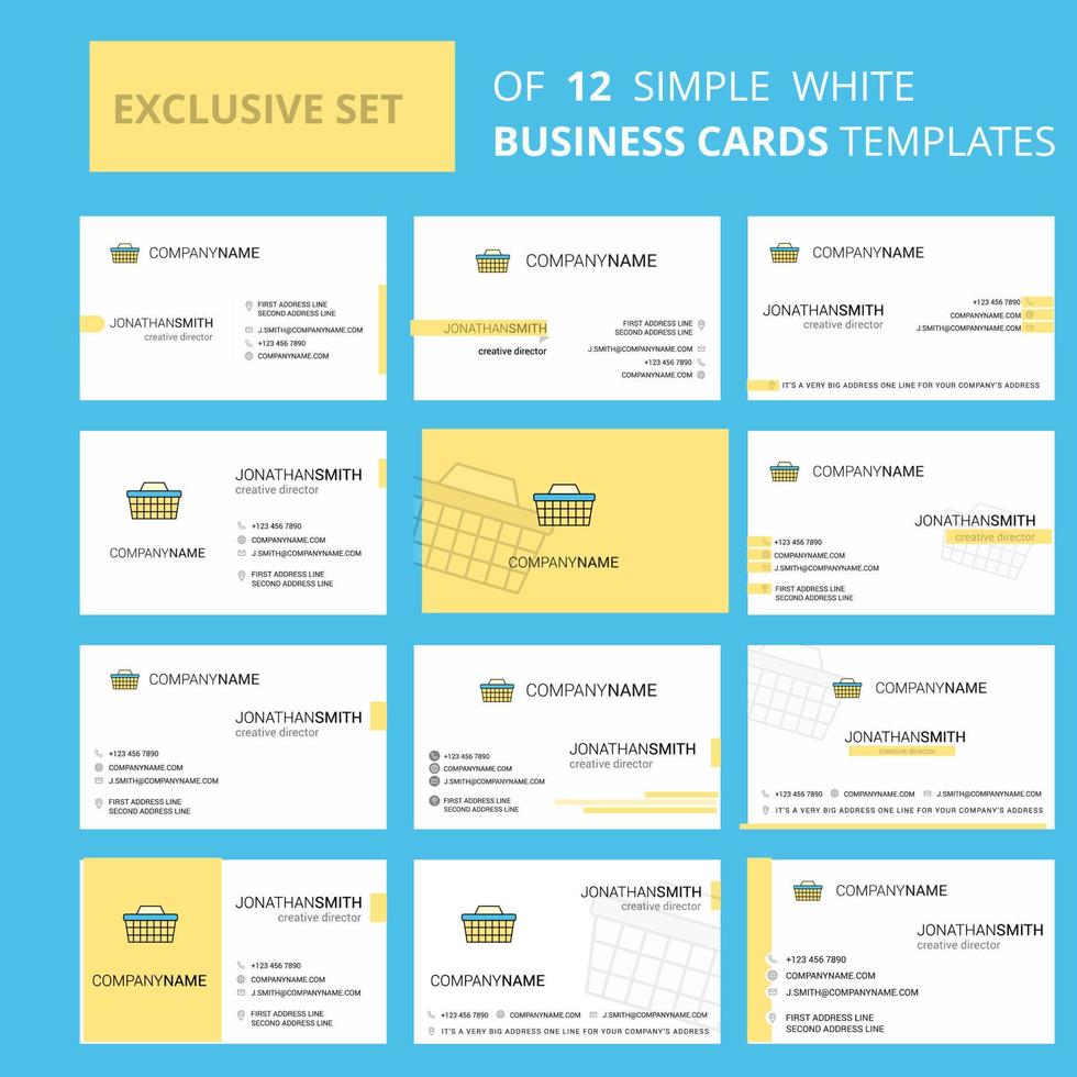 Set of 12 Basket Creative Busienss Card Template Editable Creative logo and Visiting card background vector