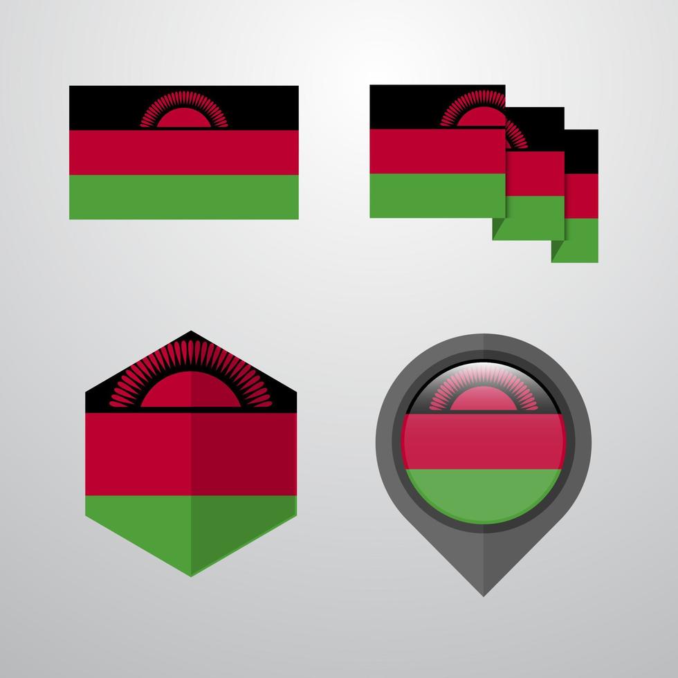 Malawi flag design set vector