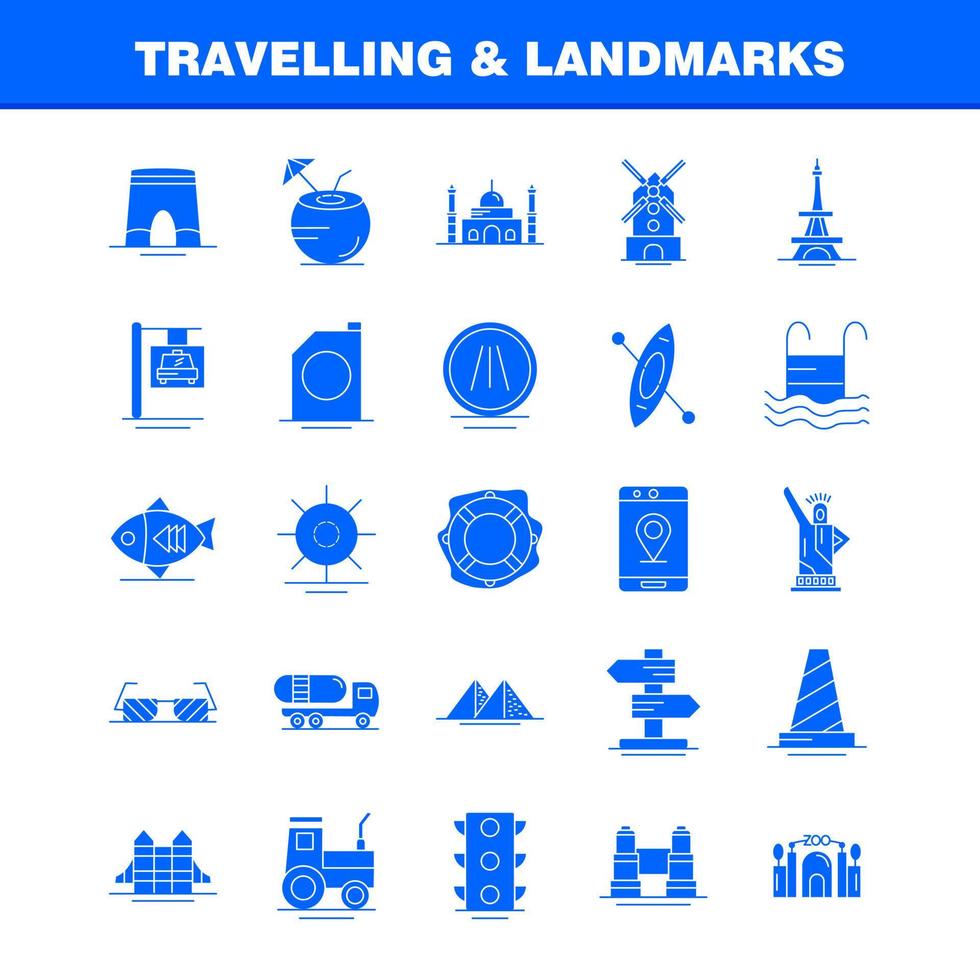 Travelling And Landmarks Solid Glyph Icon for Web Print and Mobile UXUI Kit Such as Fish Sea Food Snapper Food Arch Landmark Travel Pictogram Pack Vector