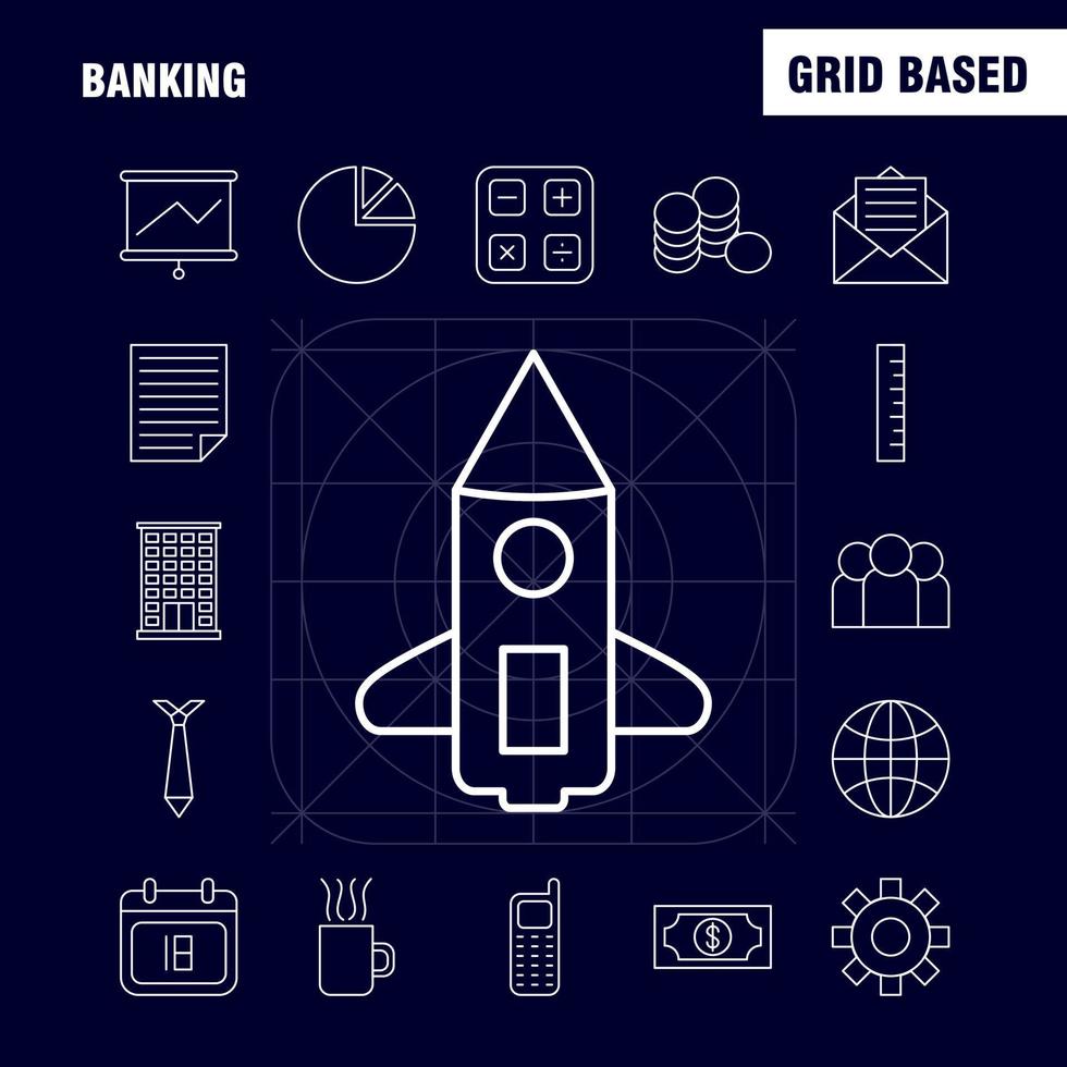 Banking Line Icon for Web Print and Mobile UXUI Kit Such as Mobile Setting Mobile Setting Gear Projector Screen Display Pictogram Pack Vector