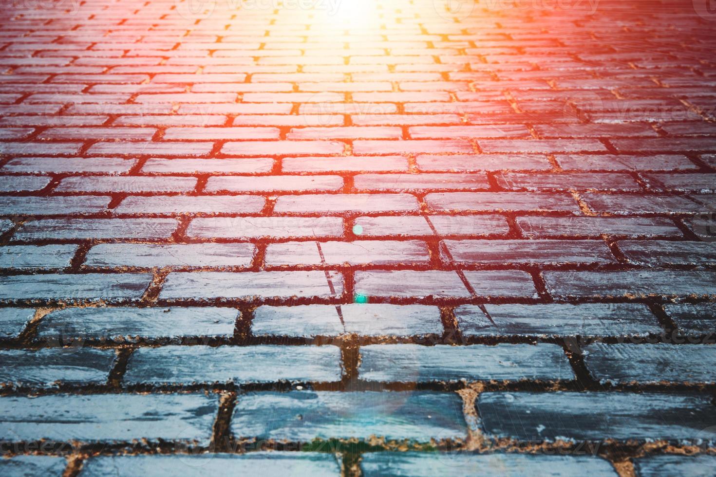 brick footpath or stone walkway with front light for go forward way concept photo