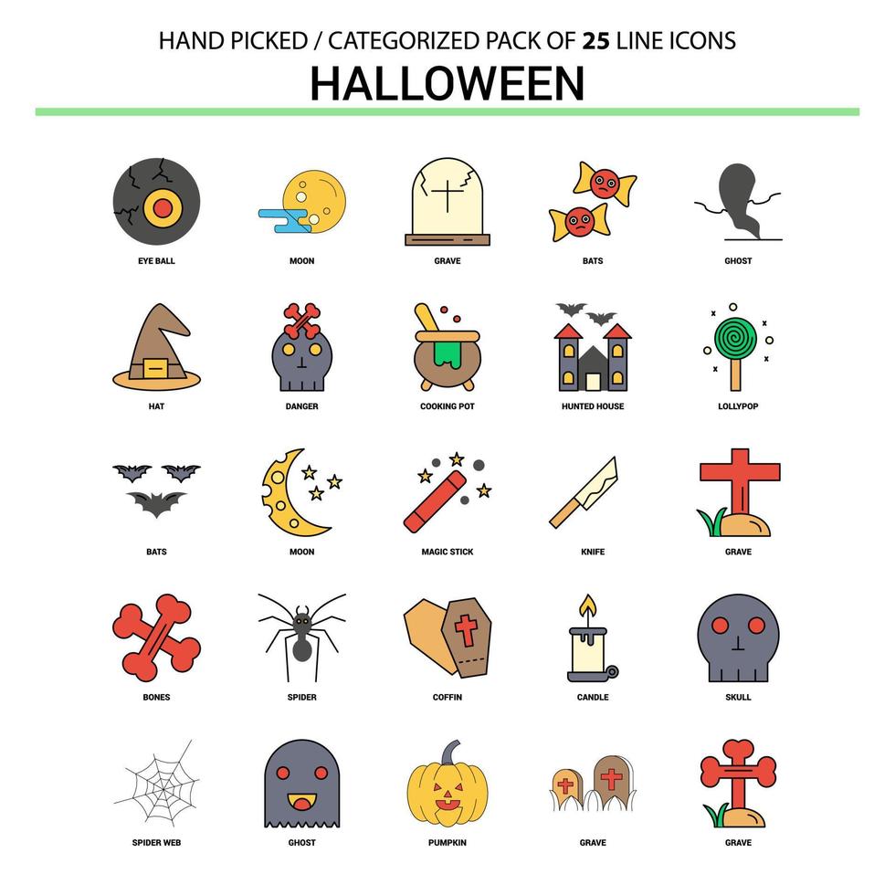 Halloween Flat Line Icon Set Business Concept Icons Design vector