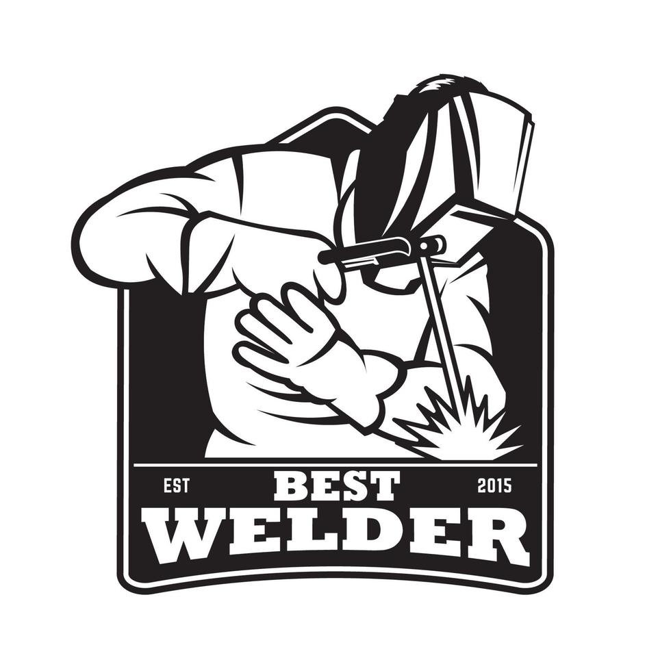 ilustración de vector de trabajador de soldadura en estilo vintage, perfecto para diseño de logotipo de empresa de diseño de camiseta
