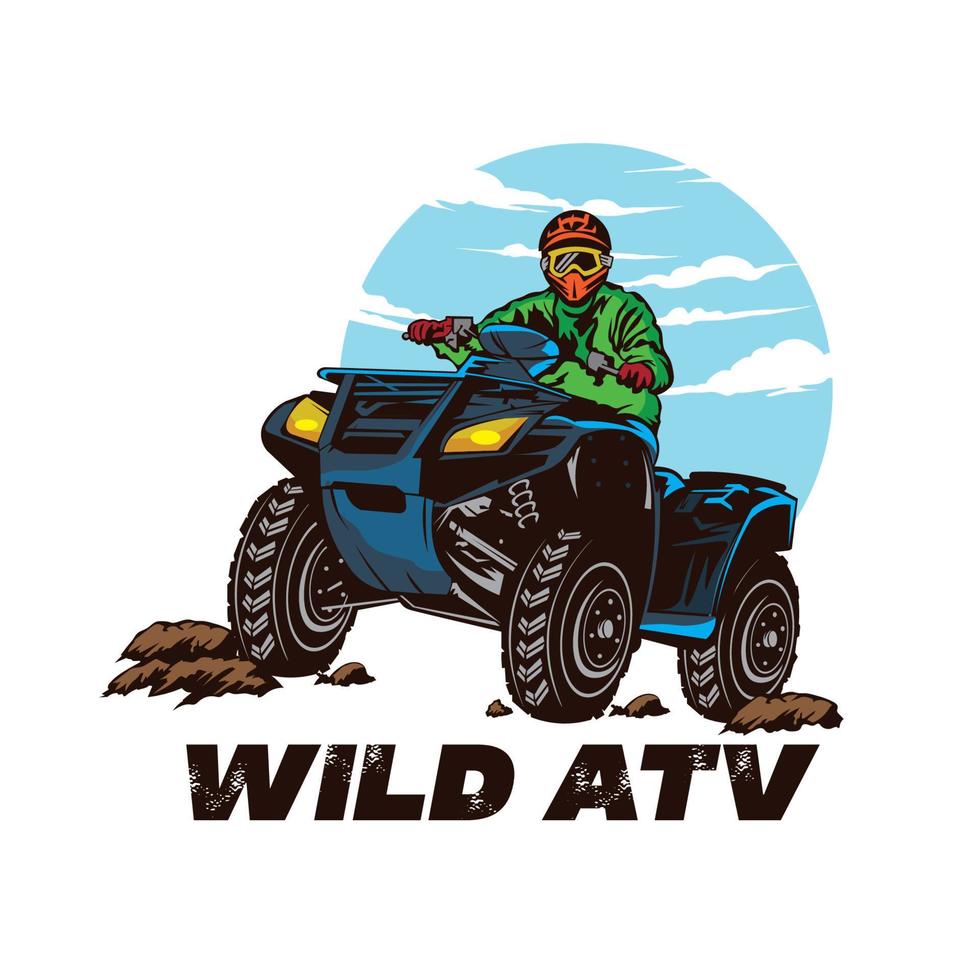 atv racing aventura extrema, perfecto para el diseño de camisetas y el logotipo del evento de carreras vector