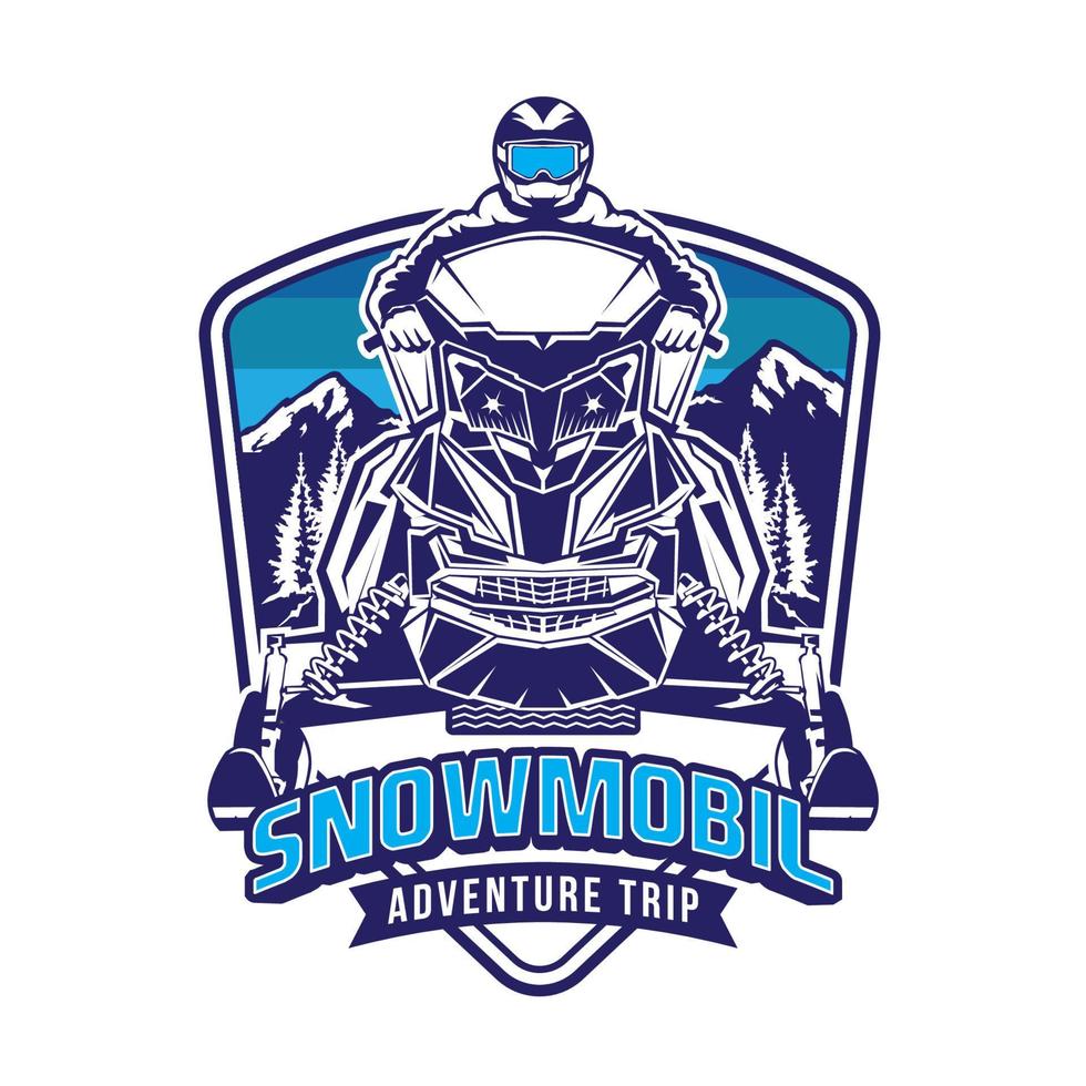 ilustración vectorial de aventura de motos de nieve, perfecta para el diseño de camisetas y diseño de logotipos de tiendas y alquiler de motos de nieve vector