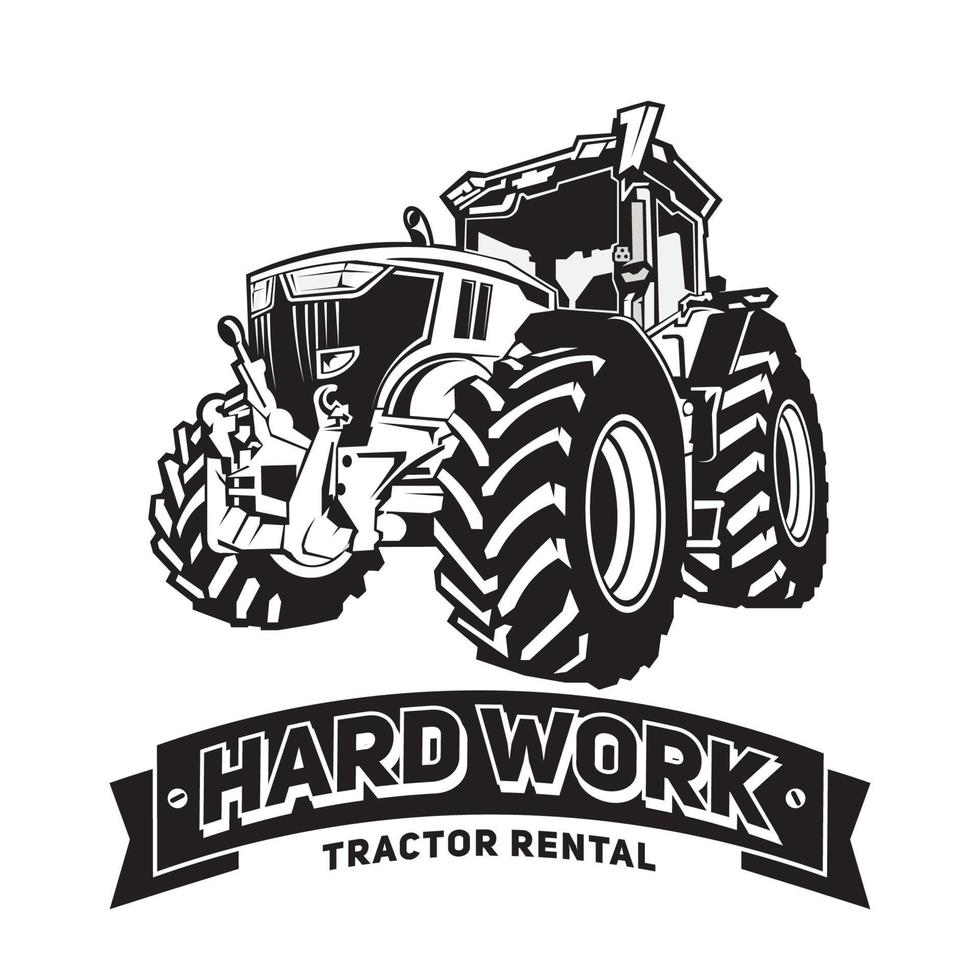 ilustración vectorial de tractor agrícola, perfecta para la empresa de alquiler de equipos y el diseño del logotipo de la granja vector