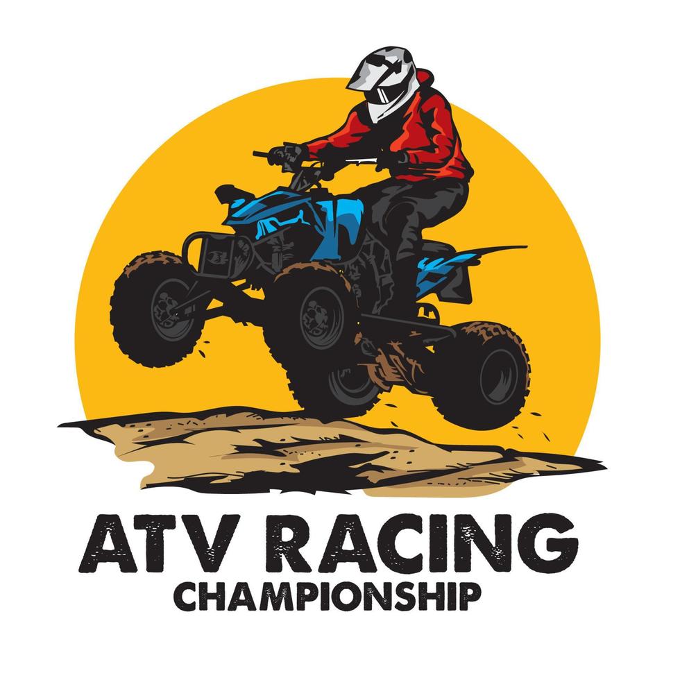 atv racing aventura extrema, perfecto para el diseño de camisetas y el logotipo del evento de carreras vector