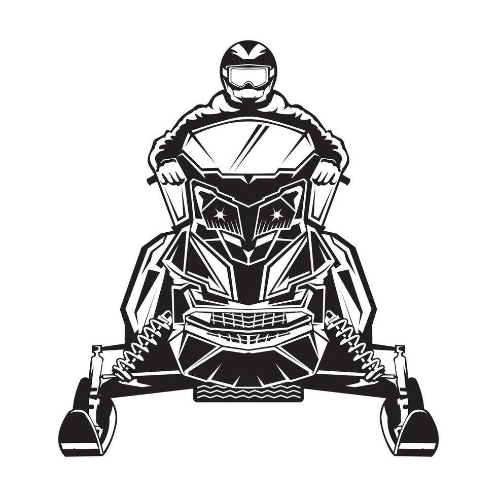 ilustración vectorial de aventura de motos de nieve, perfecta para el diseño de camisetas y diseño de logotipos de tiendas y alquiler de motos de nieve vector