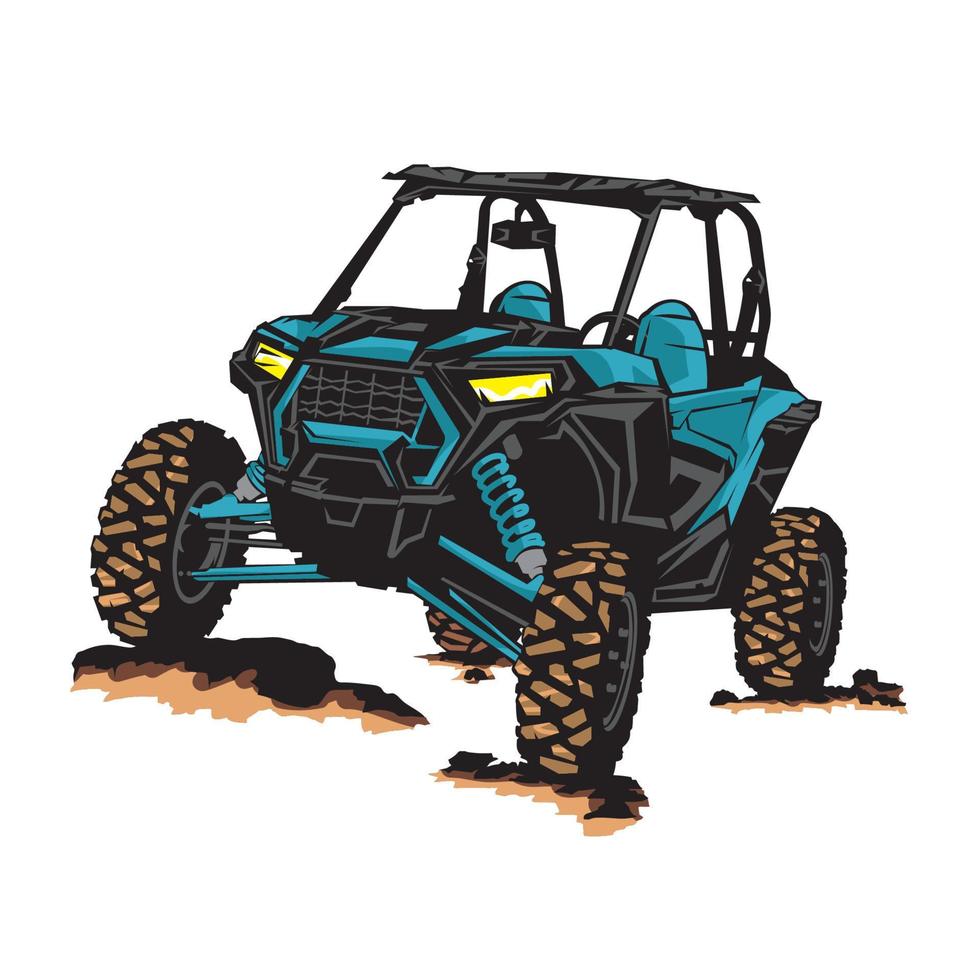 logotipo de ilustración de vector de aventura de carreras de buggy y utv, perfecto para recorridos y logotipo de evento de carreras también diseño de camiseta