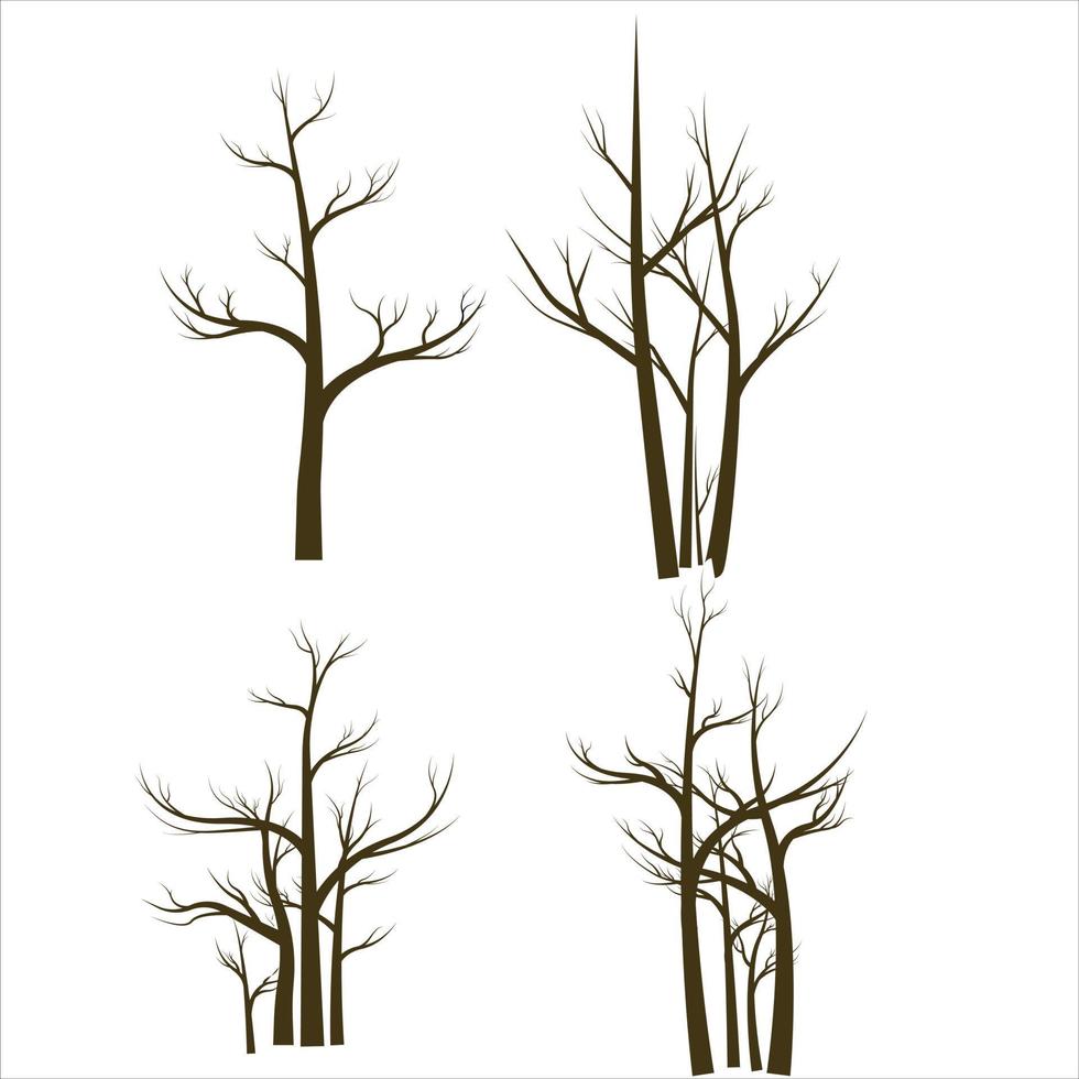 bare tree collection bundle no leaves vector