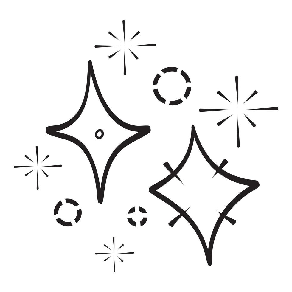 doodle set of vector stars sparkle icon, clean surface icon. Glowing light effect stars and shining burst. isolated on white background. vector illustration