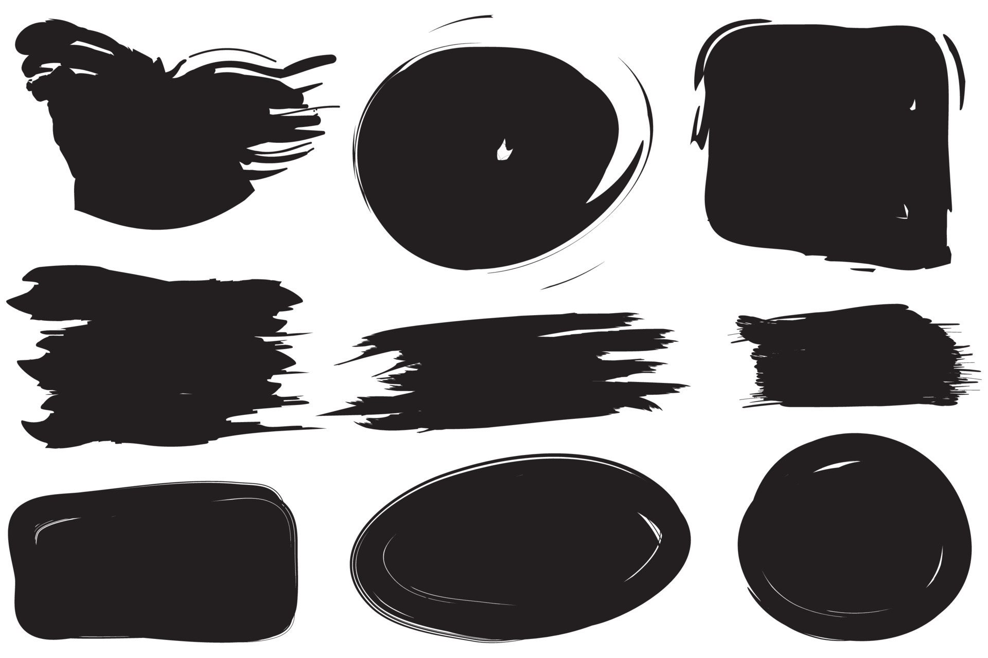 Set of vector brush strokes, various shapes. Lines, waves, stripes