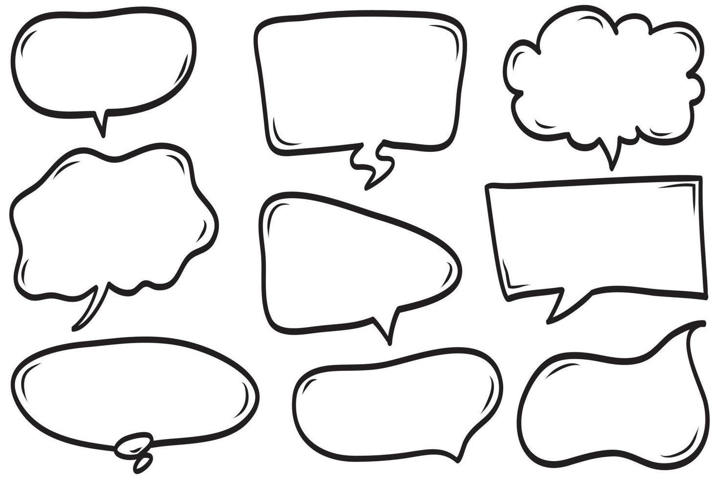 Hand drawn set of speech bubbles isolated . Doodle set element. Vector illustration.