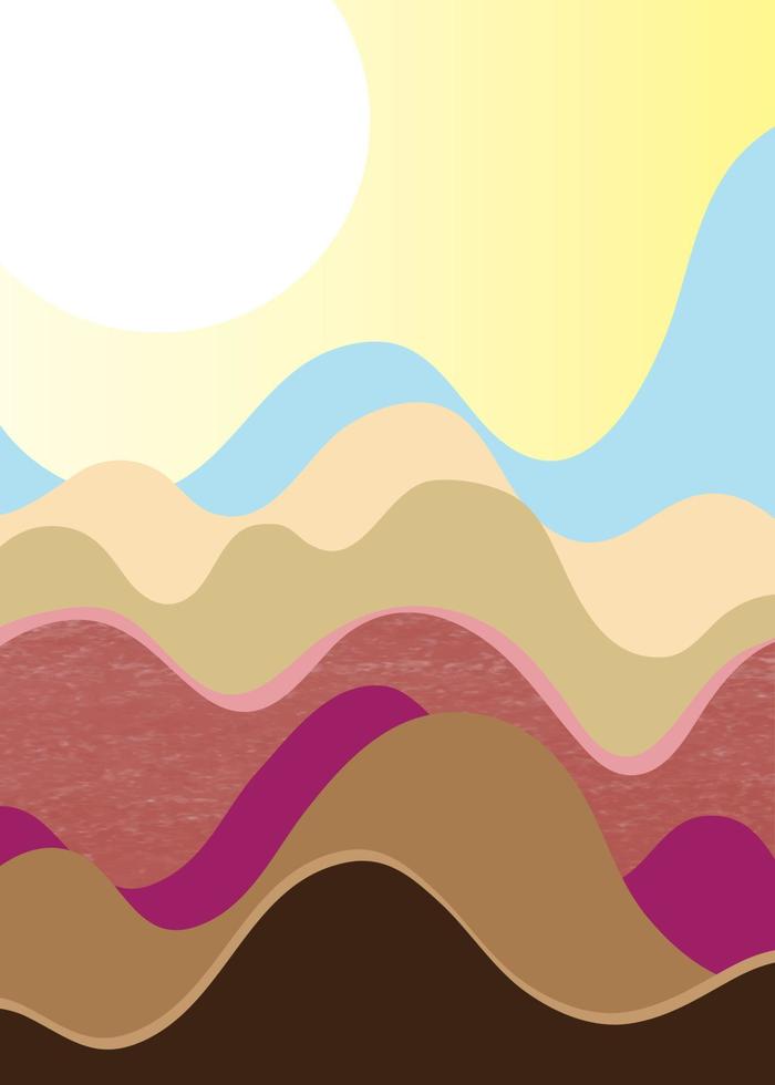 Diseño plano de ilustración 2d con color suave. montaña abstracta plana. vector