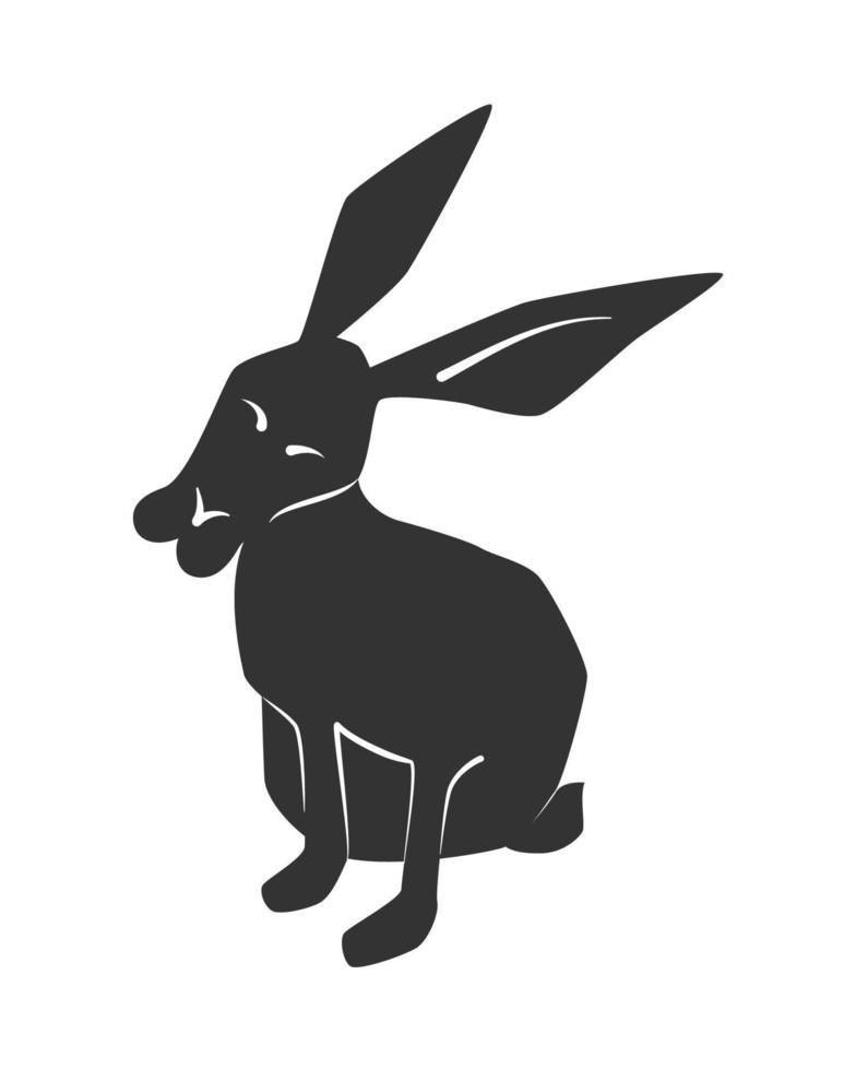 Black Rabbit sit up. Minimalist vector illustration black color on white background