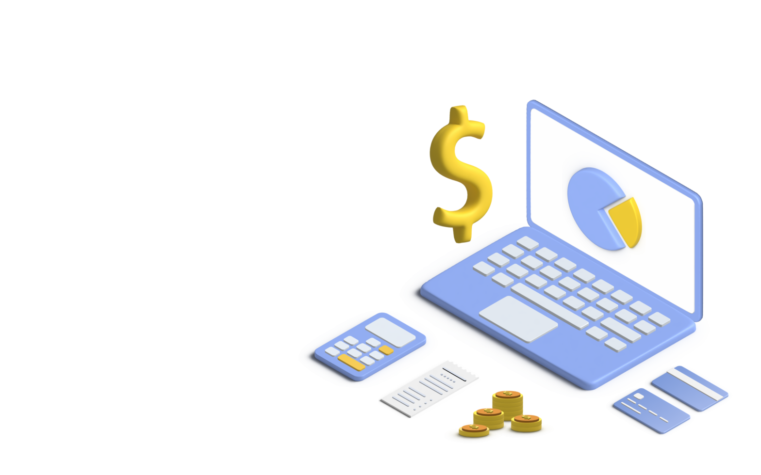 3D Illustration financial management concept and investment, Banner template of payment with money. png