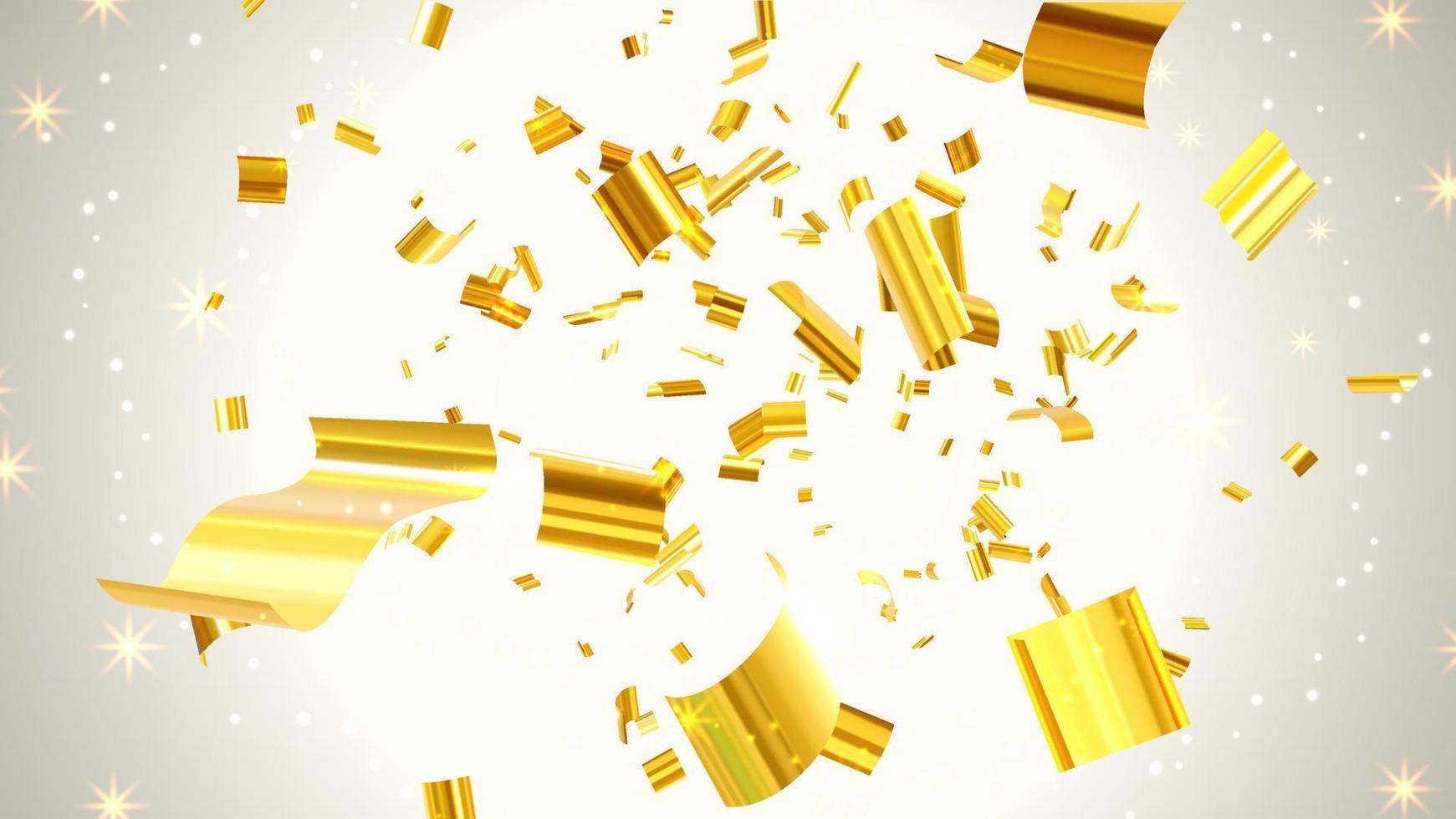 Golden confetti burst with sparkle on white background vector