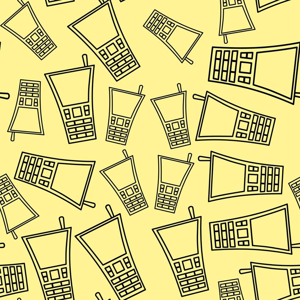Vector model with a contour image of the walkie-talkie. Illustration of a black outline on a white isolated background.