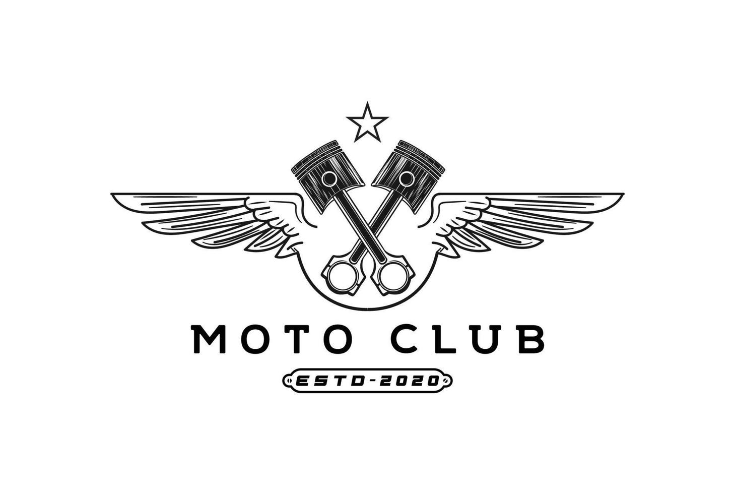 alas de pistón cruzadas para garaje personalizado o logotipo del club de motociclistas vector