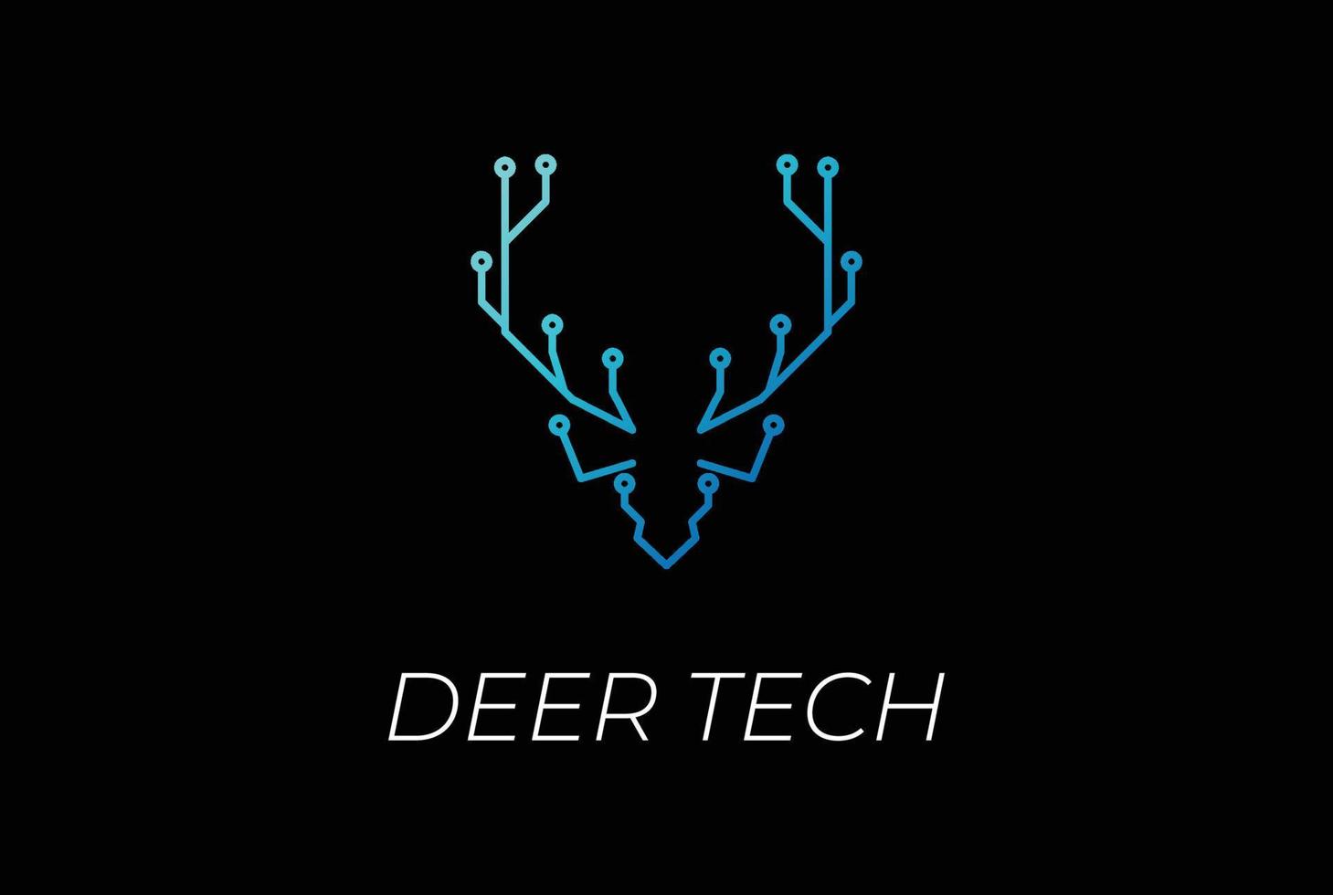 cabeza de ciervo con circuito electrónico para diseño de logotipo de tecnología inteligente vector