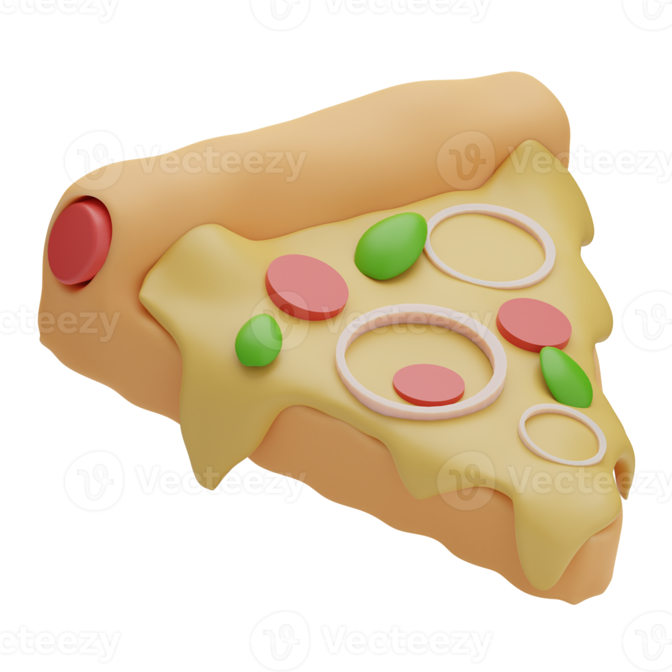 Ilustración de pizza de comida de renderizado 3d png