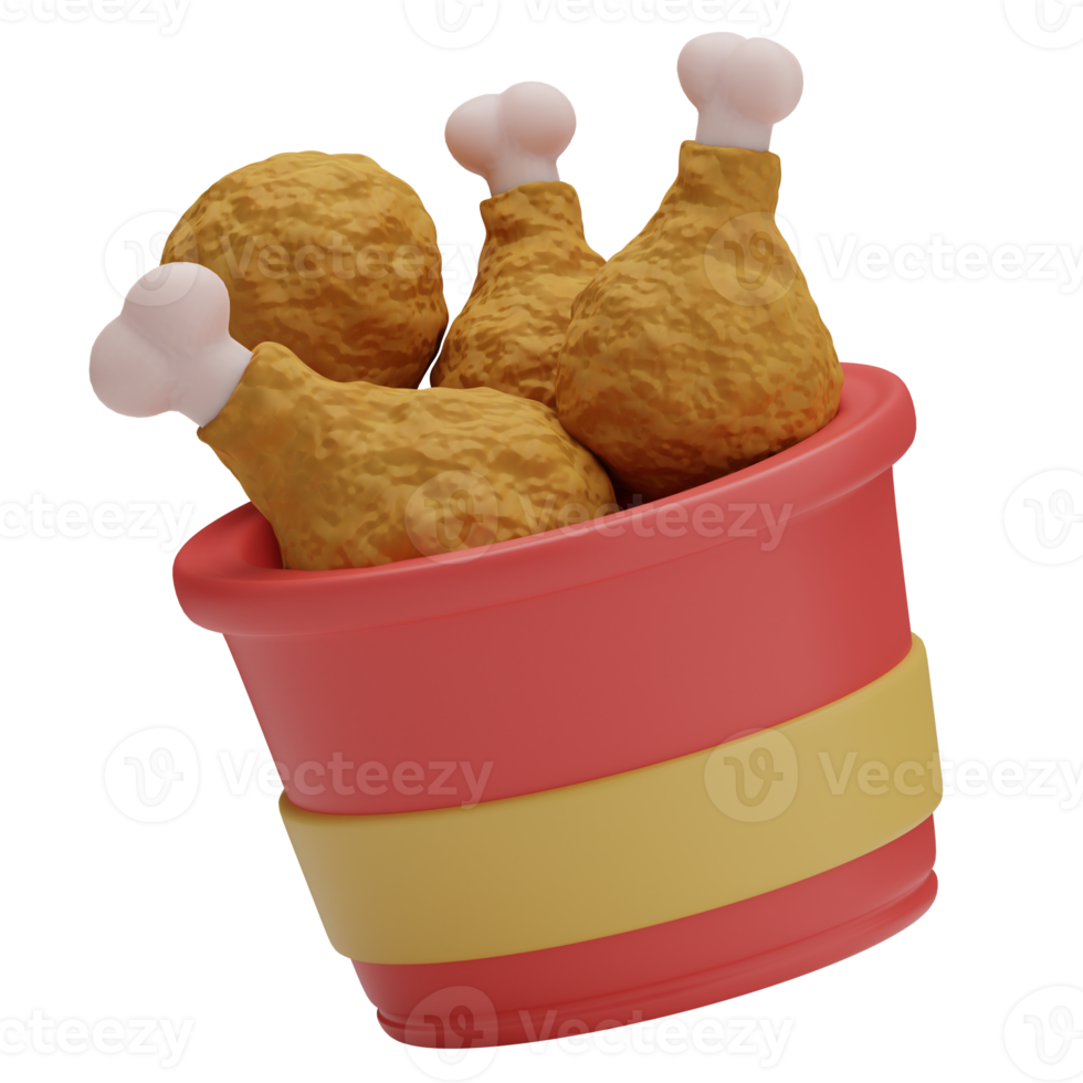 ilustração de frango frito de comida de renderização 3D png