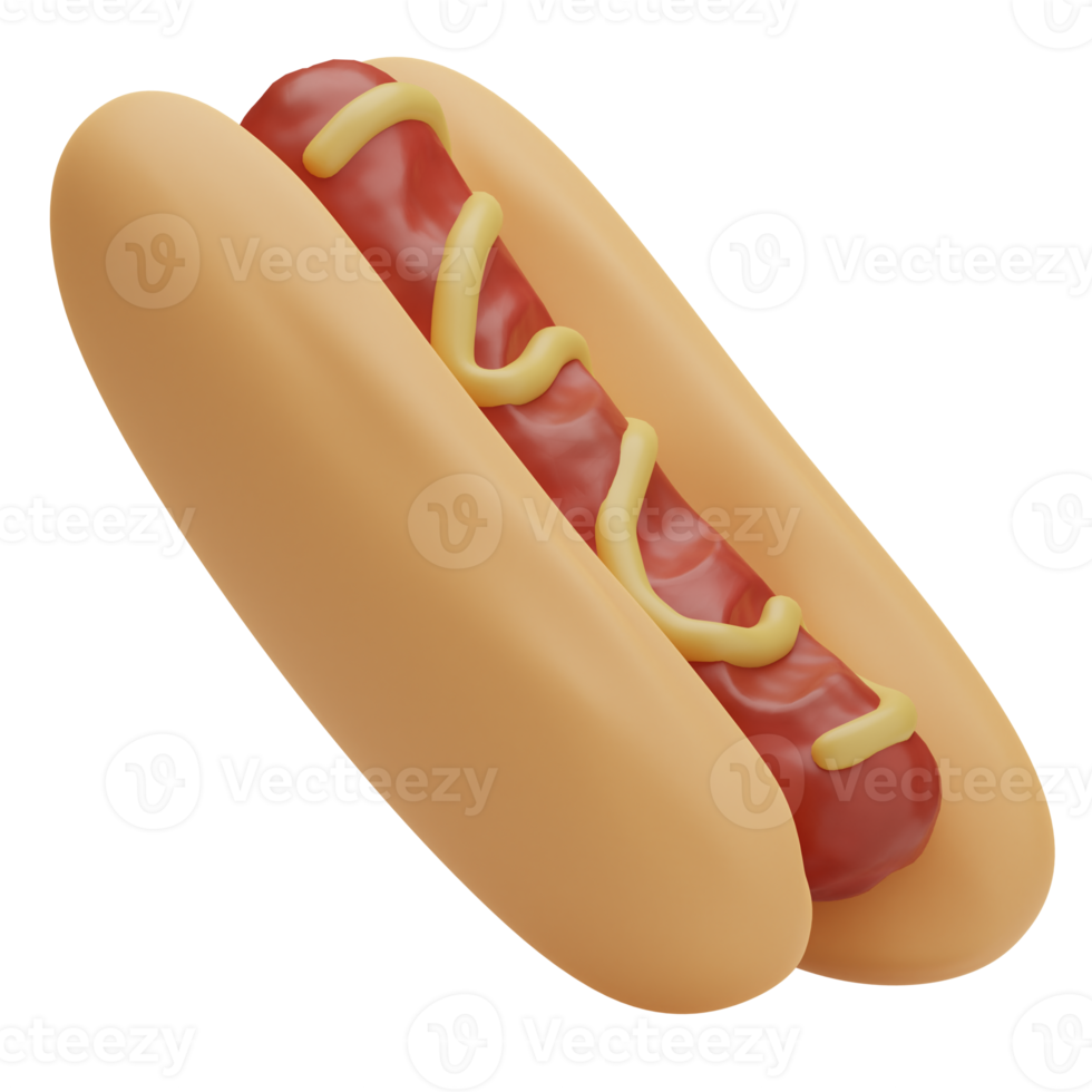 3d renderen voedsel hotdog illustratie png