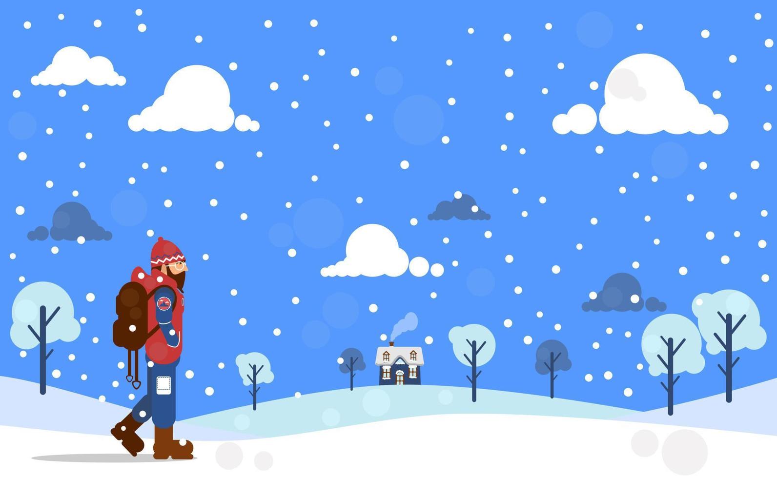 Winter background flat design vector illustration, for posters, templates, flyers, banners, and others