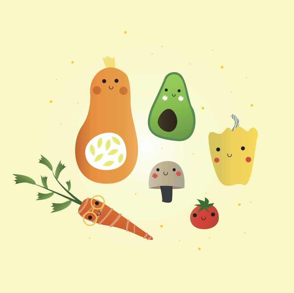 ilustración de verduras saludables de verano. verduras deliciosas y frescas vector