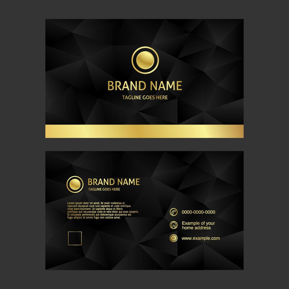 Luxury business card design template on black and gold background vector