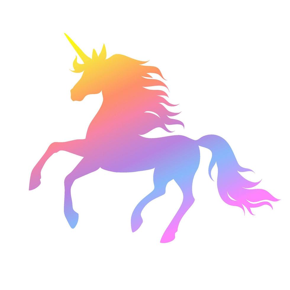 Rainbow silhouette of a unicorn for creating design and decor. vector